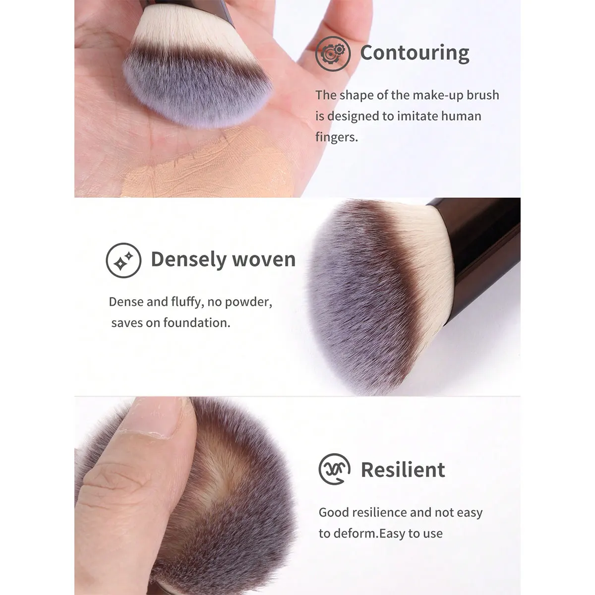 Set di pennelli per fondotinta professionale da 1 pezzo, pennello per trucco tubolare smussato, strumenti per trucco con fibra morbida per un facile trasporto, pennello per T