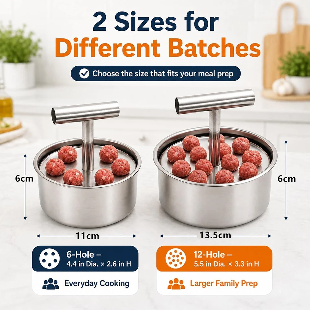 E9 NEW Upgrade 6/12 Ball Manual Meatball Maker Tool Stainless Steel Meatball Making Mold Kitchen Items Meatball Press Mold Tools