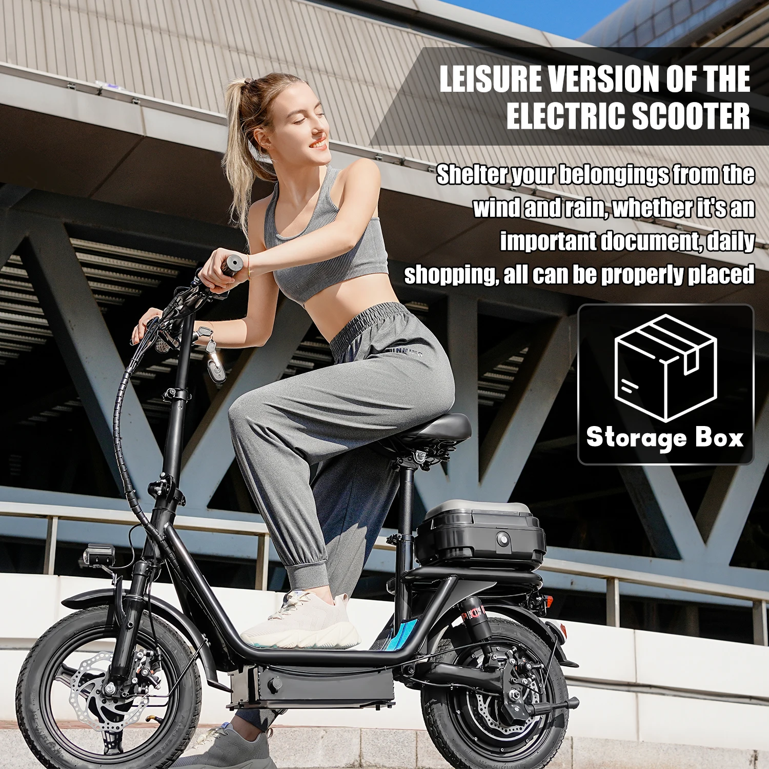 ASKGO Adult Electric Scooter with Detachable Seat, 14