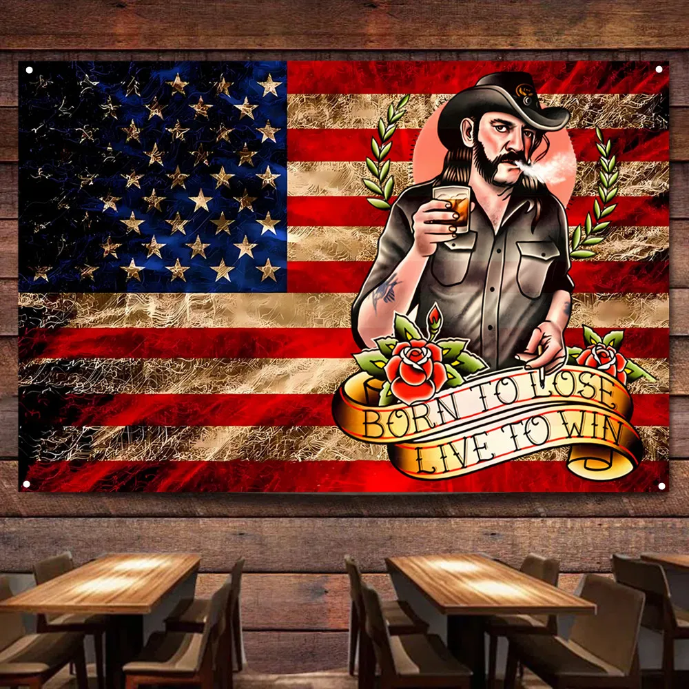 Vintage American Flag Home Decor Tapestry Creative Tattoo Art Works Posters Prints Hanging Banner For Bar Pub Garage Room Office