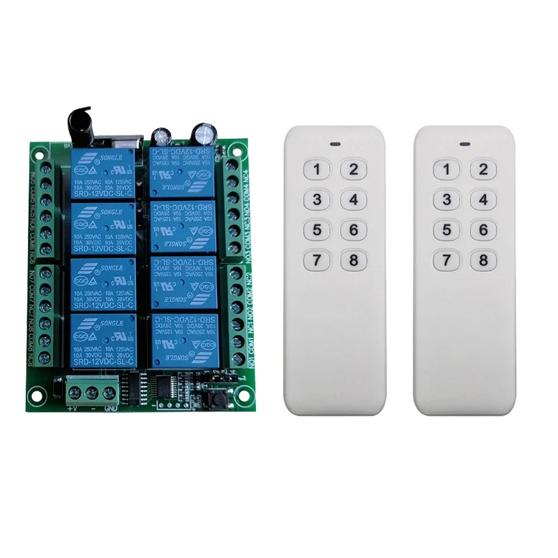 433MHz Wireless Universal Remote Control DC 12V 24V 8CH rf Relay Receiver&500 meters remote control for Wireless Remote Control