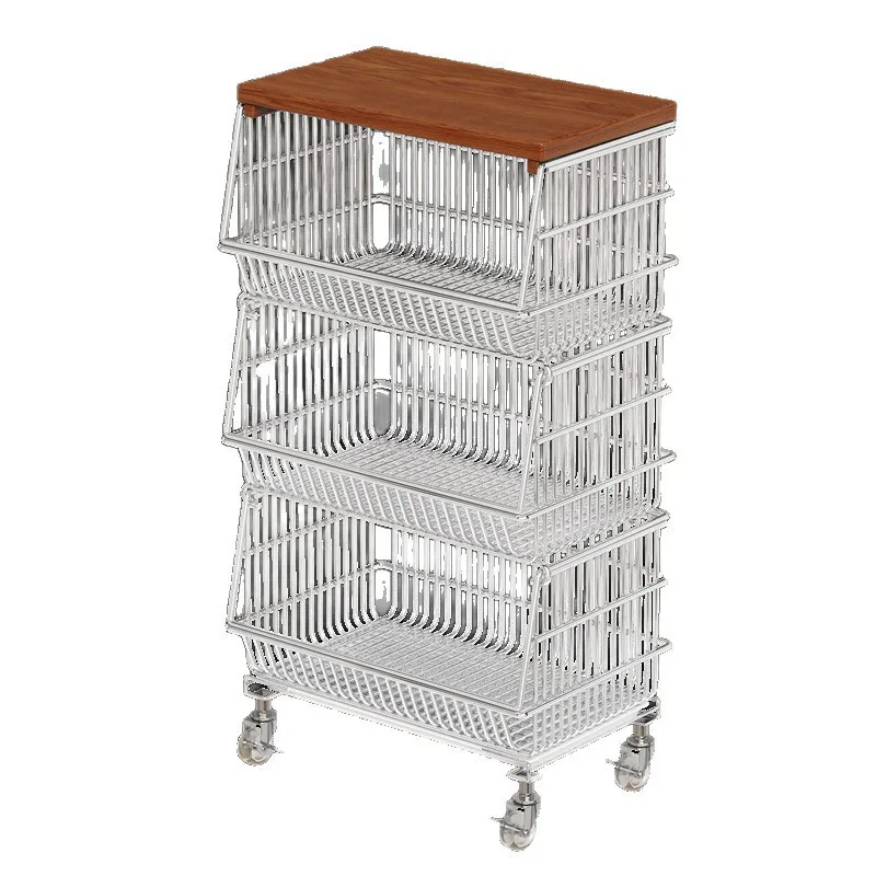 Household trolley, fruit and vegetable rack, kitchen vegetable basket, storage basket, floor-to-ceiling multi-layer
