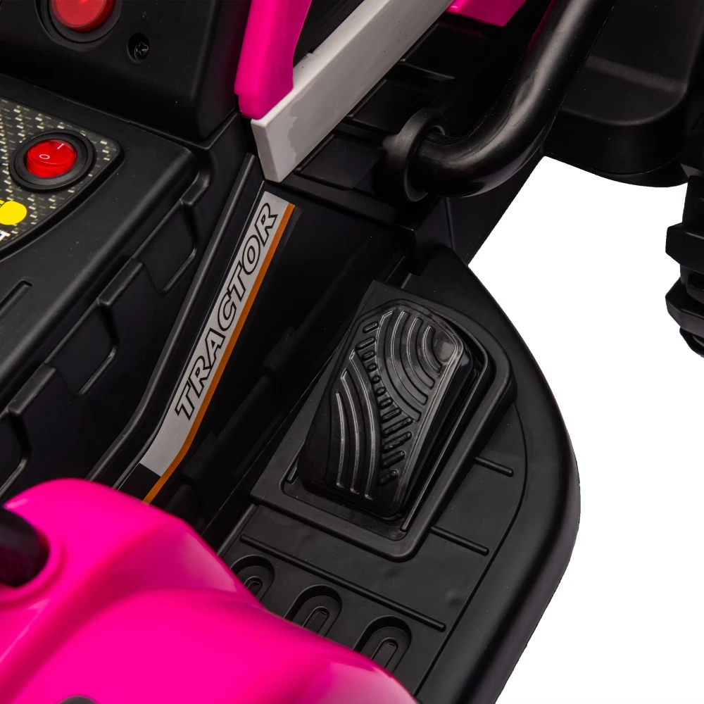 Giro sul trattore con rimorchio Trattore elettrico alimentato a batteria Giocattolo Auto telecomandata per bambini Cintura di sicurezza con luce LED Bluetooth