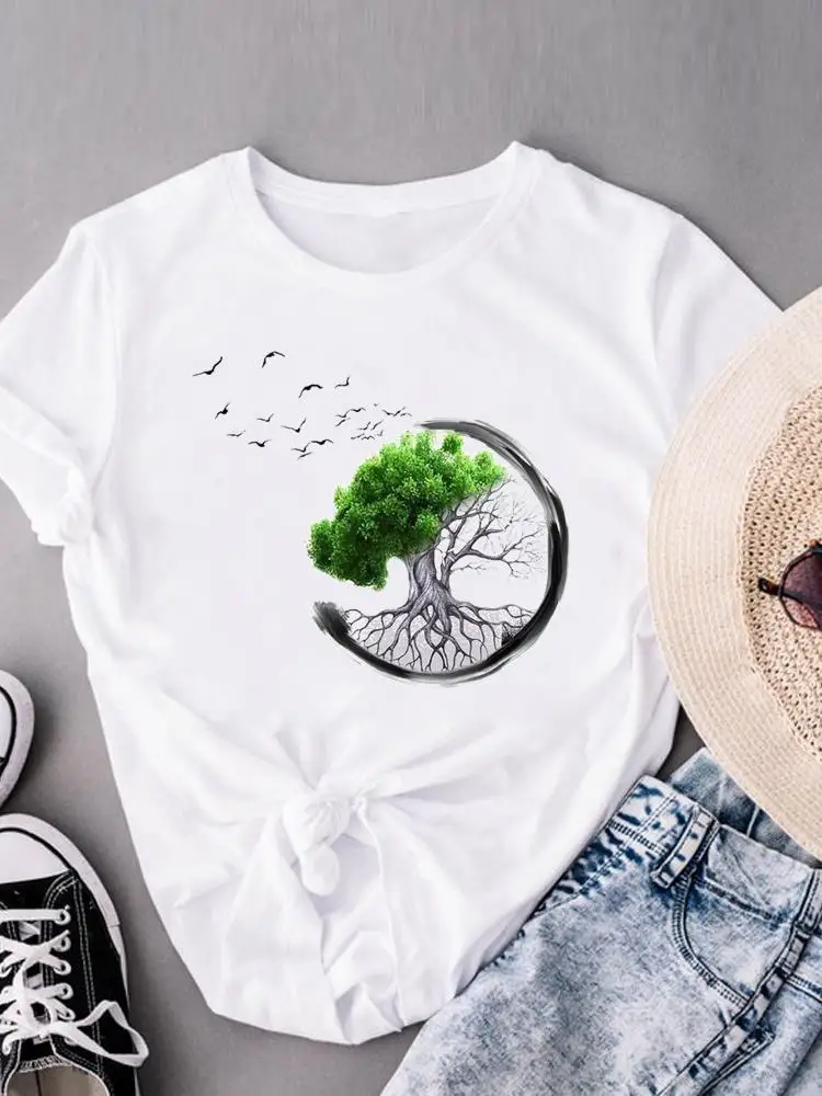 

Fashion Tree Vintage Style Cute Short Sleeve Summer T Clothing Casual T-shirts Clothes Women Female Print Graphic Tee