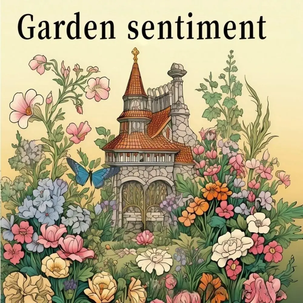 

Книжка-раскраска с цветком для снятия стресса, милая и простая, 20 листов, нарисованная вручную книга, расслабляющая образовательная книга для рисования граффити