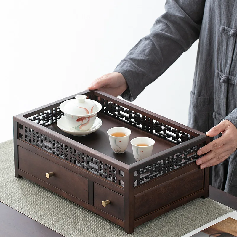 Walnut fence storage rack, tea cup rack, Duobao grid storage display, Chinese style antique, grid, tea set cabinet