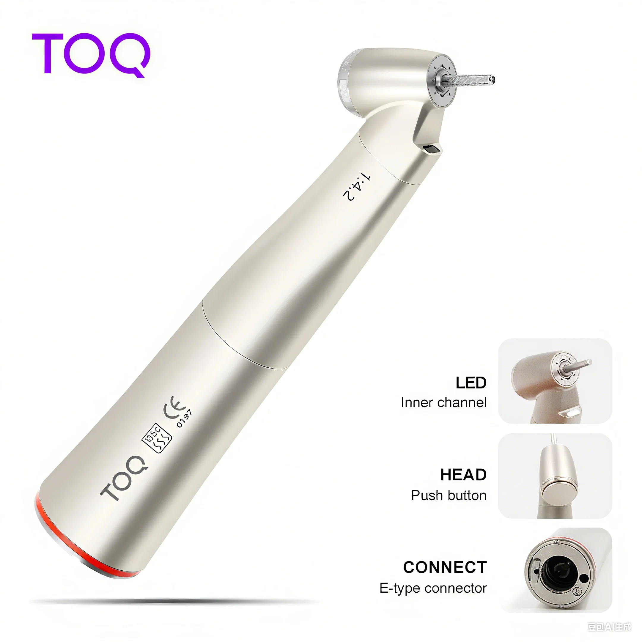 1:4.2 Increasing Slow Speed Z45l Contra Angle Electric Micromotor Dental Handpiece 45 Degree With Led Fiber Optic