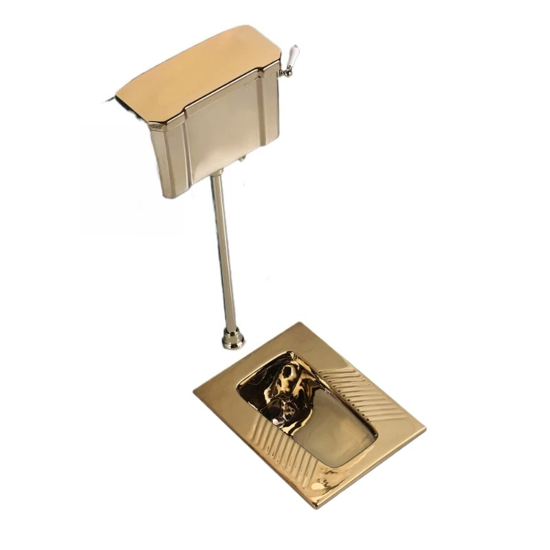 

Gold ceramic water tank, high-impact squatting water tank, industrial wind metal-induced electroplated gold squatting water tank