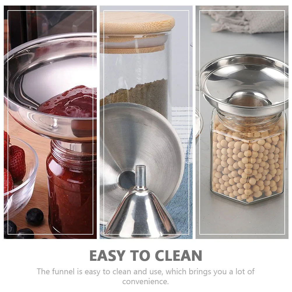 Embudos pequeños de acero inoxidable para transferencia de mermelada, Mini embudos para rellenar aceite, pimienta en polvo, accesorios de cocina, 5 uds.