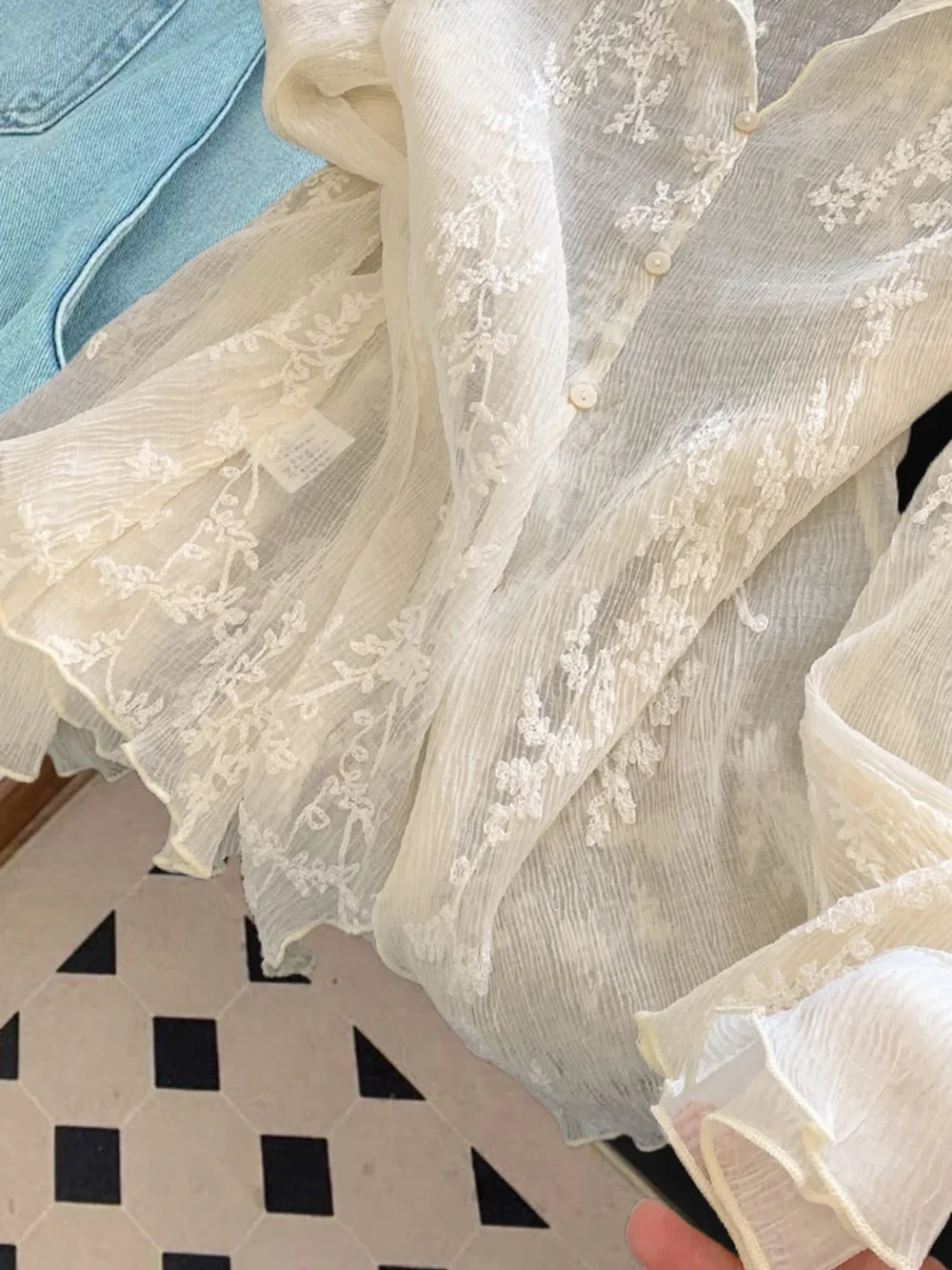 

Ele Embroidered Long Sve irt Men Women Spring Autumn Faion Heavyweight See-tough Earlet Top Casual Sle