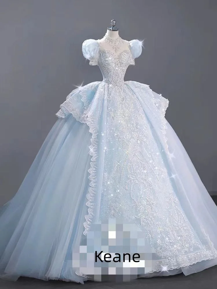 

Sky Blue Short Sleeves Sweet 15 Quinceanera Dresses Ball Gown Party Dresses Prom Gown Formal 15 Year Old Dress Customized