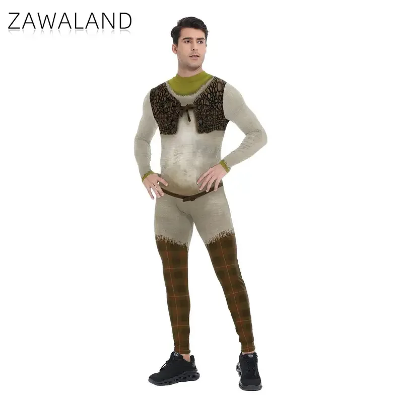 Zawaland فيلم الأخضر الوحش تأثيري ازياء طويلة الأكمام بذلة النساء الرجال فستان حفلة الهالوين Zentai ارتداءها dpoa ؛ 5