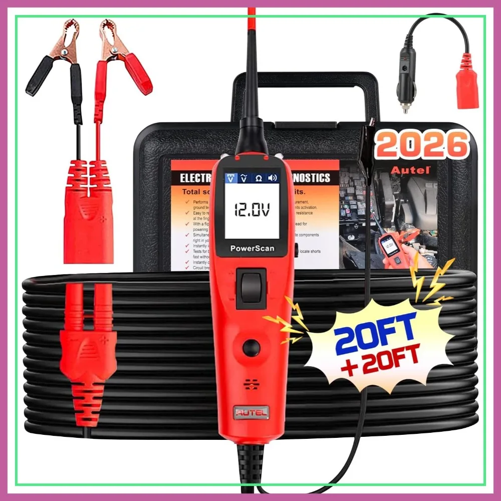 

12-24V Automotive Circuit Tester, Power Probe Tool for Short/Open Circuit, AC/DC Voltage & Resistance, 20ft Cable
