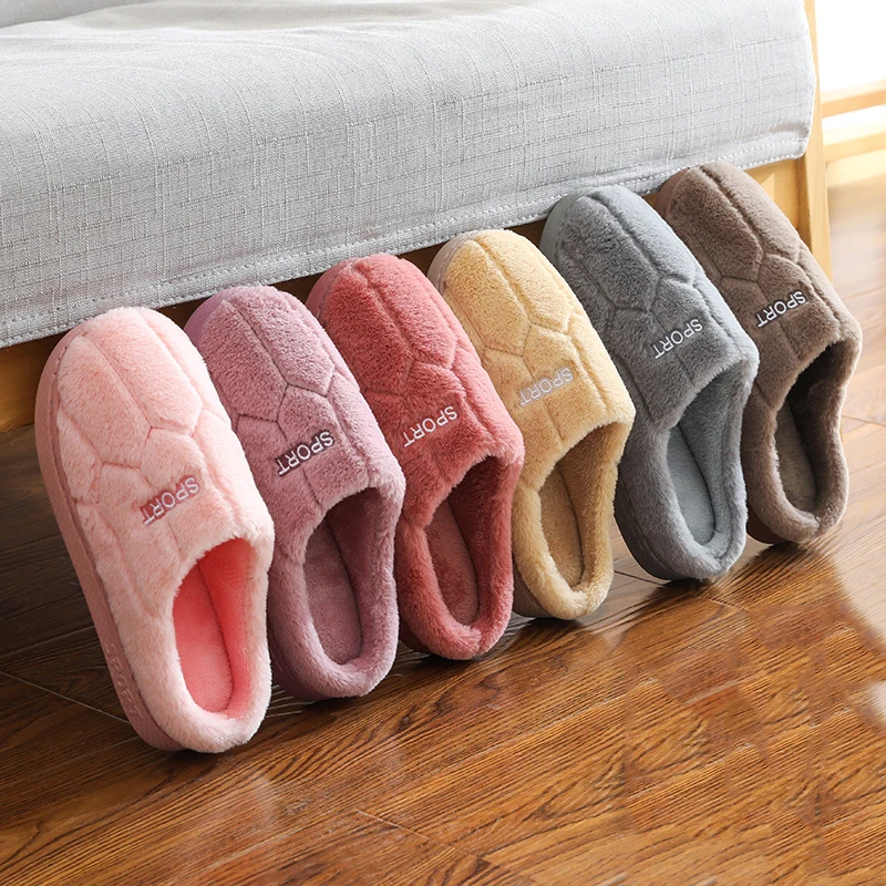 Winter Warm Fur Slippers Men Couples House Non-Slip Soft Shoes Women Comfort Flat Heel Home Indoor Bedroom Zapatillas Casa Mujer