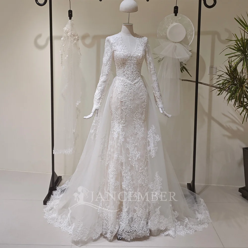 Surprise Price Wedding Dresses For Bride 2026 V-neck Mermaid Lace Up Customized Long Sleeves vestidos de novia boda