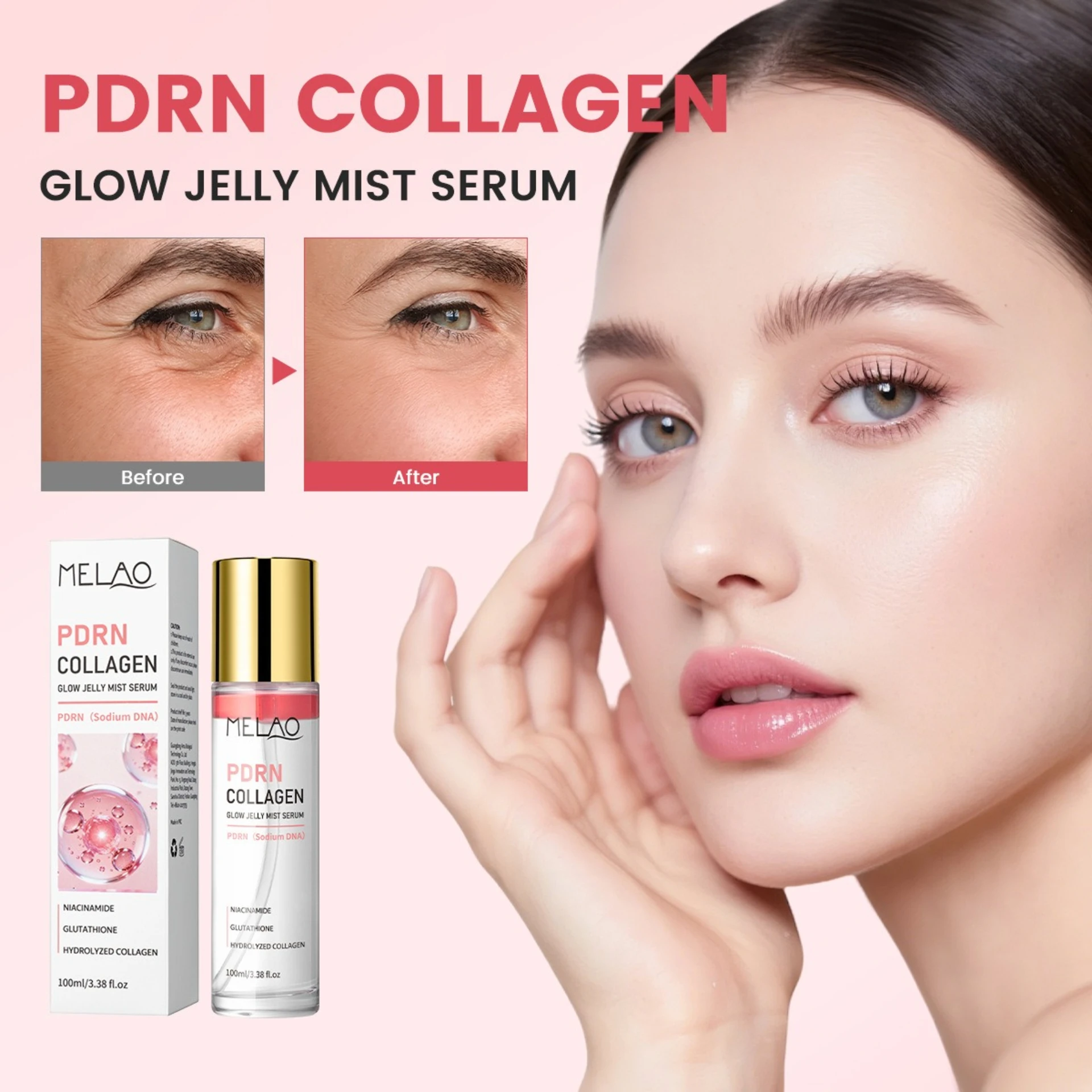 Skin Care Spray PDRN Collagen Essence Hydrating Moisturizing Brightening Skin Tone Firming Repair Luminous Jelly Spray Skincare
