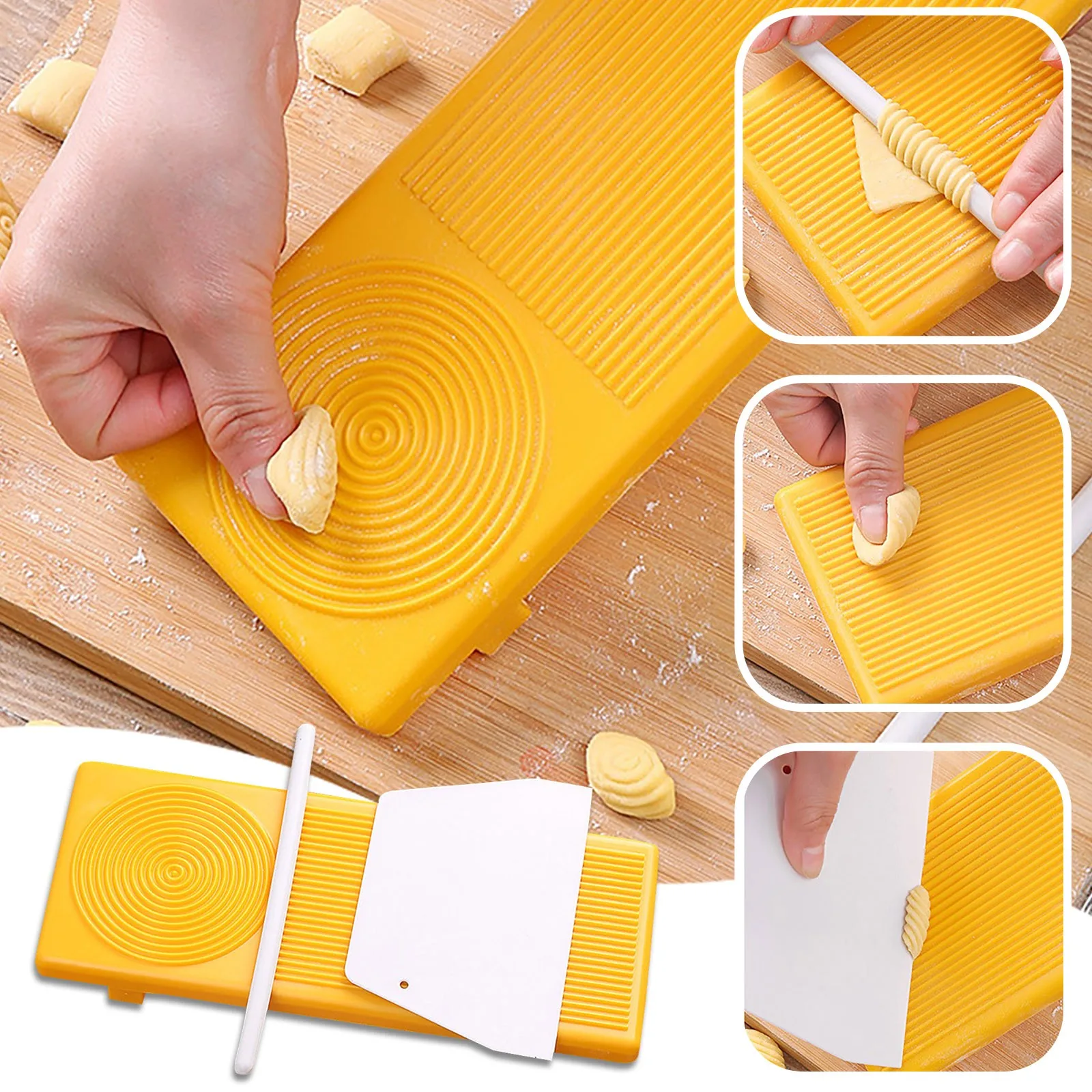 Tabla para Pasta, Utensilios de Cocina para Pasta Hecha a Mano, Juego de Alimentos para Fideos, Tabla para Raspado de Macarrones, Molde para Fideos