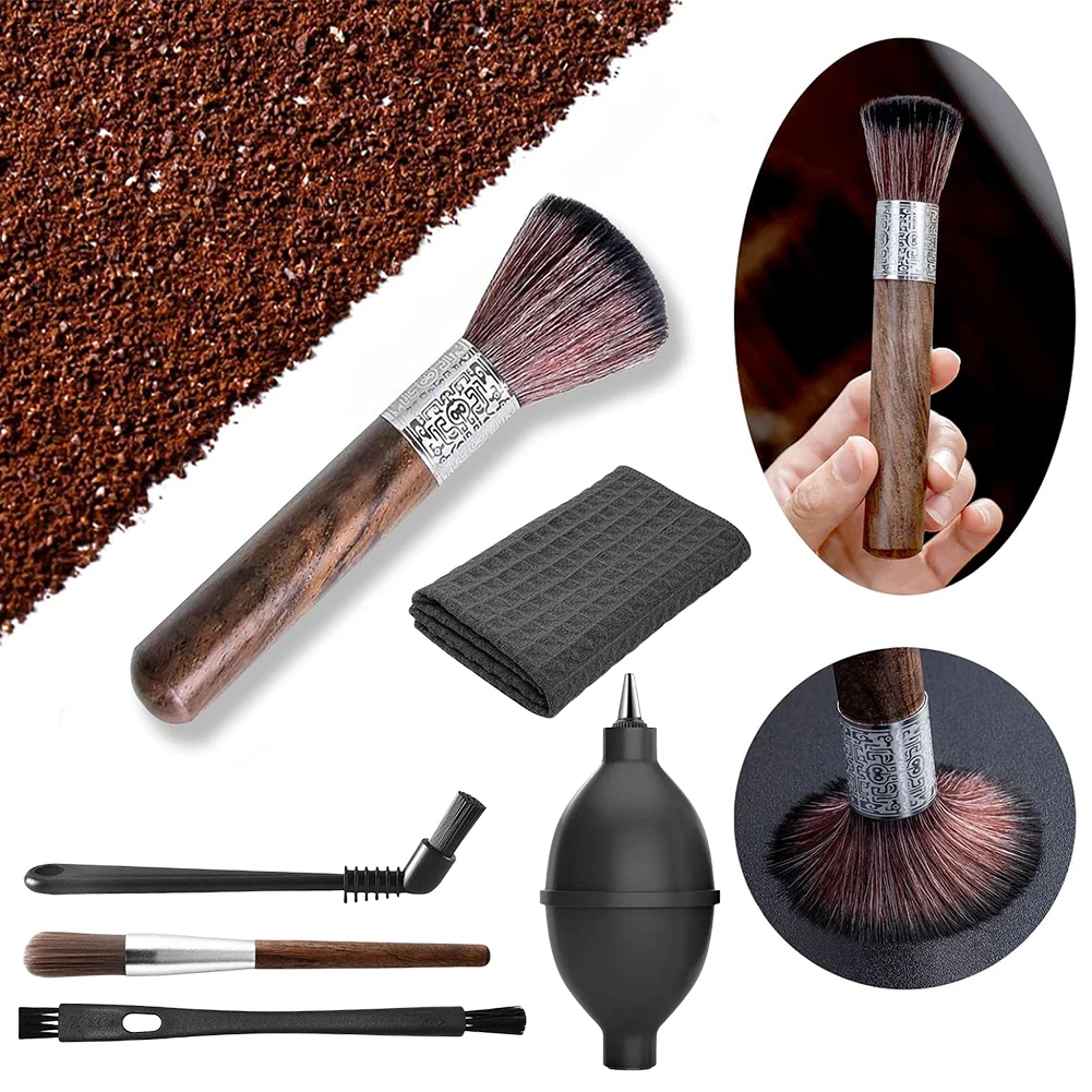 

6 Pieces Coffee Brush Set with Manual Air Blower Tool Coffee Grinder Machine Cleaning Brush Kit for Coffee Machine Group Head