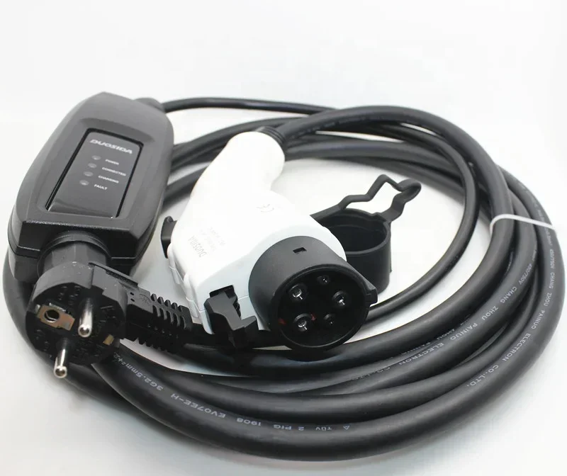 Duosida Ip54 16a Ev Charger Sae J1772 Charger with European Schuko Plug 5M Cable CE Certification