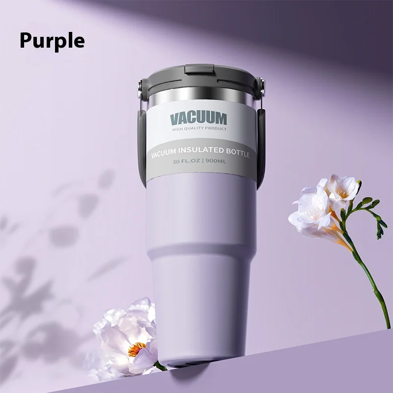 Car Thermal Mug Handheld car cup Extra Large Capacity 900ml Stainless Steel VacuumThermal Mug Handheld Portable Outdoor