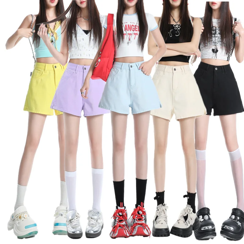 

Летние мешковатые джинсовые брюки с эластичной резинкой на талии, женские широкие джинсы с высокой талией, тонкие повседневные прямые широкие брюки, новая свободная посадка, тонкая модель