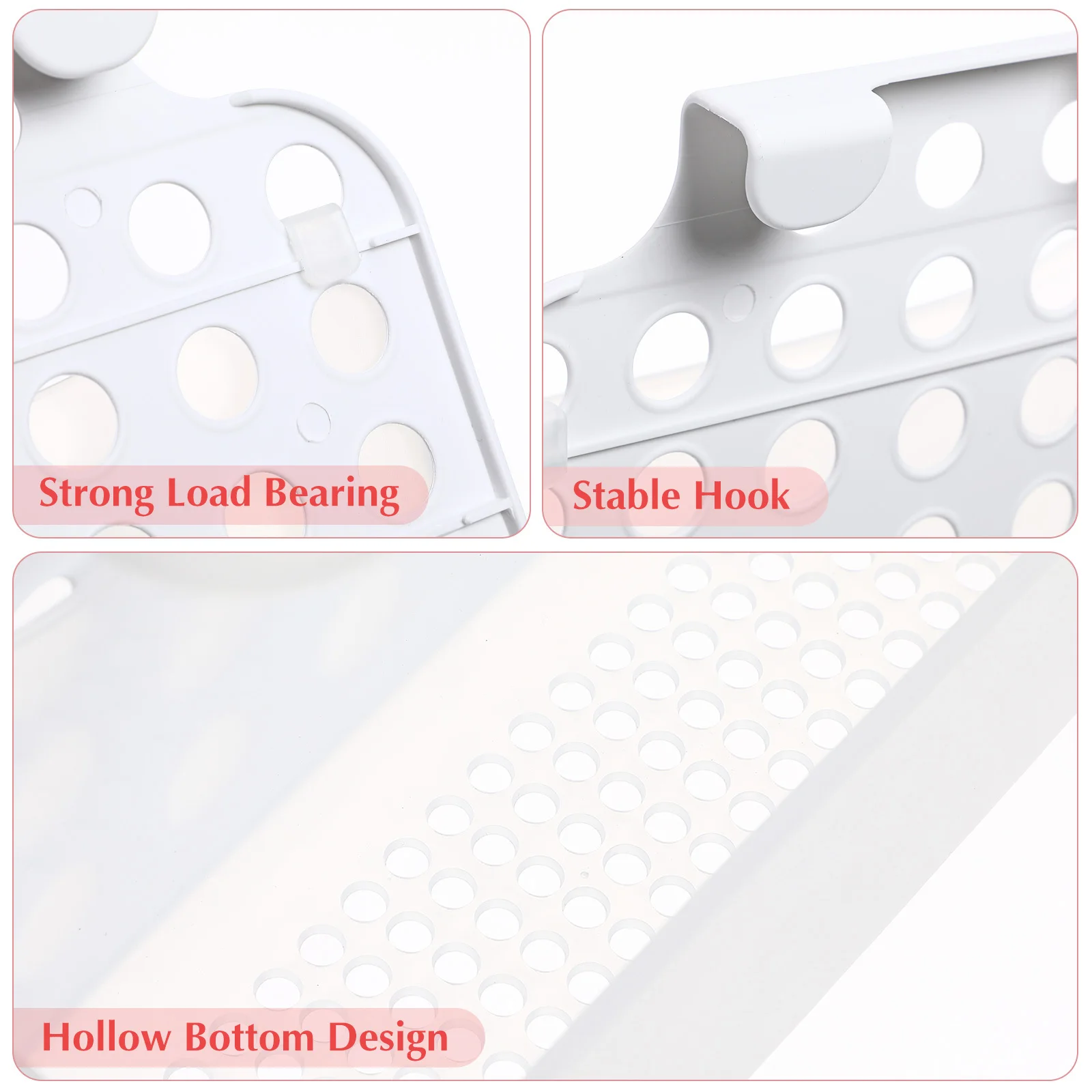 

Adjustable Height Wall-Mounted Storage Rack No Punching Needed Bathroom Kitchen Shower Organizer Black Drainage Design