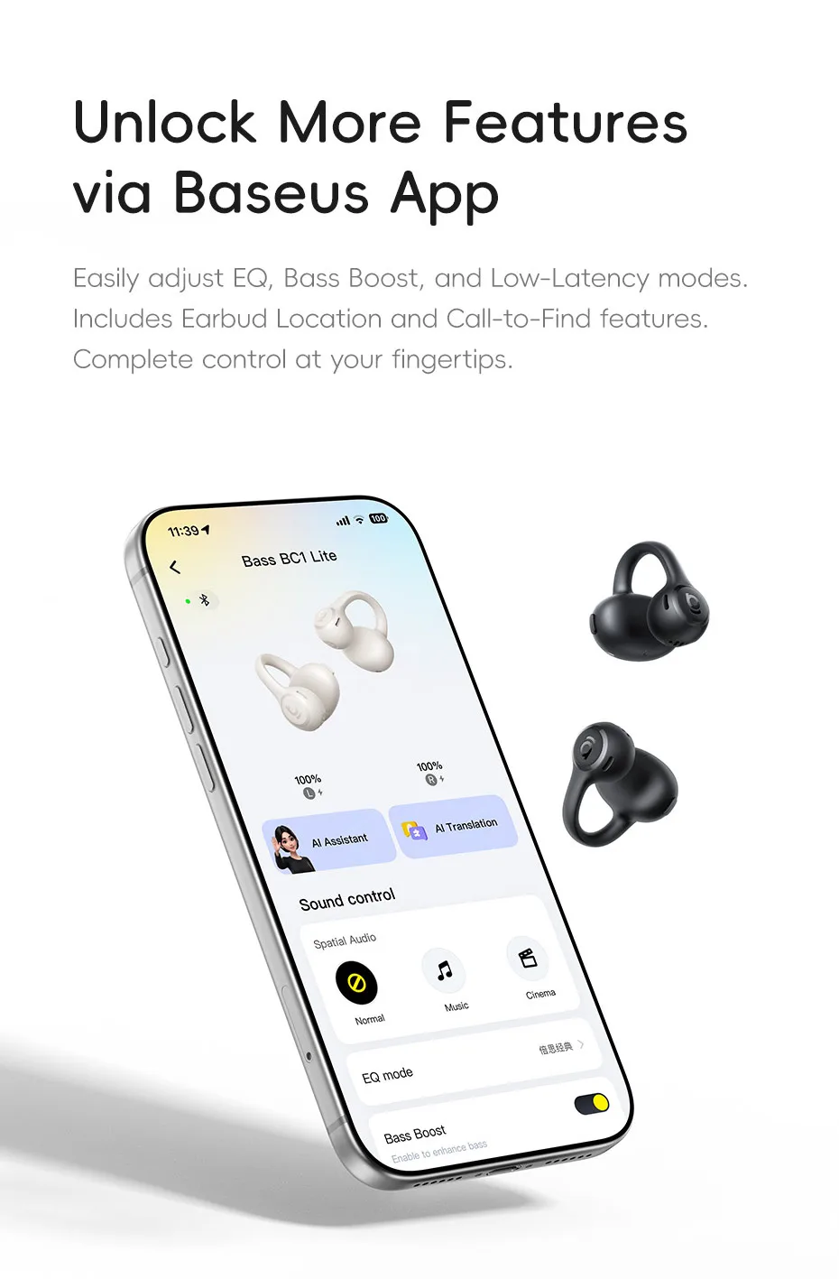 Tùy chỉnh EQ và tính năng qua ứng dụng Baseus App