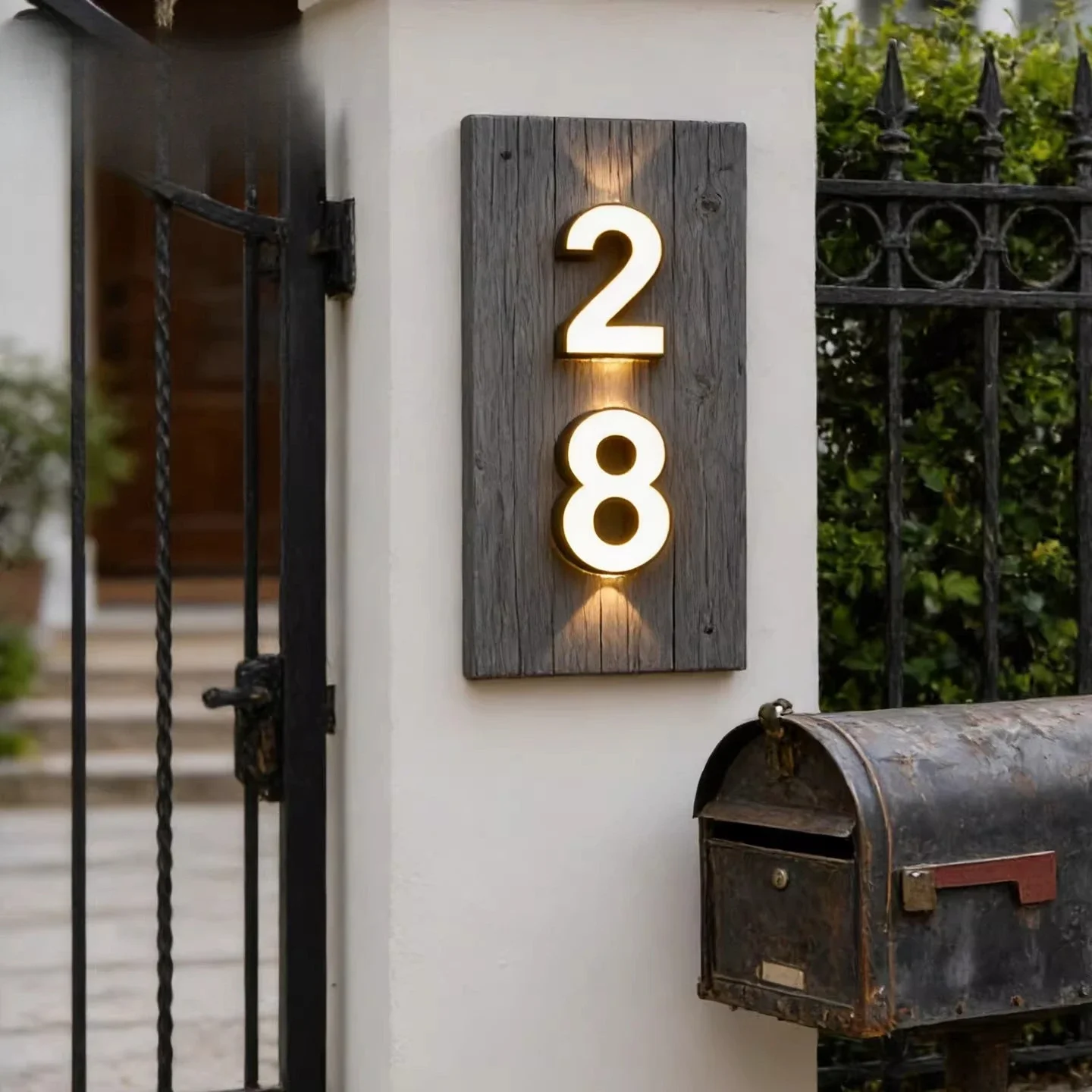 LED Alphabet Wall Light Outdoor Wall Decoration Light Modern Simple House Number Hotel Floor Room Number Digital Light