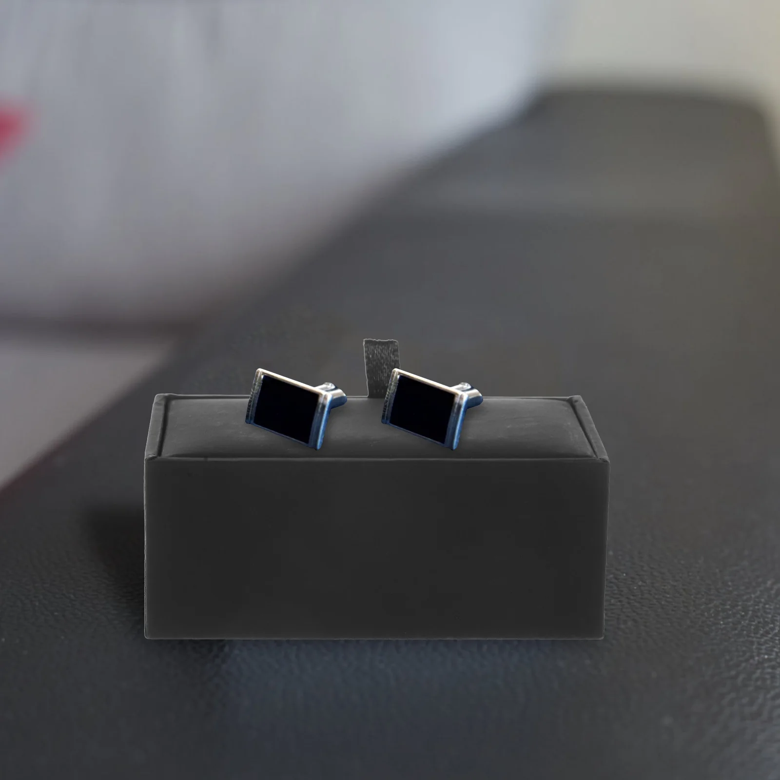 

Black Cufflinks Box Empty Storage Case Portable Organizer For Gift Necklace Travel Jewelry Display Men
