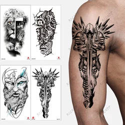 Waterproof Temporary Tattoo Sticker Lion wielding sword warrior robotic arm Fake Tatto Flash Tatoo arm Tato for Men