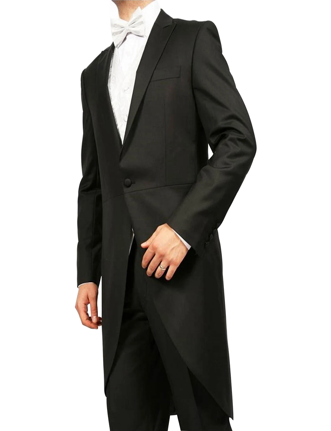 

Men's Groom 3 Pieces Tailcoat Wedding Suits One Button Tuxedo