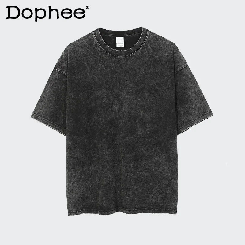

American Fashion Trend High Street Retro Round Neck Short Sleeve T-Shirt Ins Handsome Loose Casual Half Sleeve Top for Men