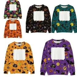 Halloween Thermal Sublimation Blank For Print Pumpkin Horror Elements Party Pullover Crew-neck Hoodie