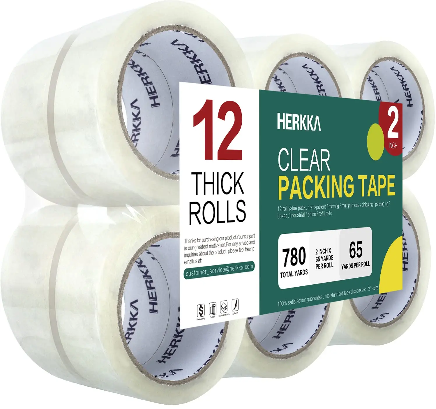 

Clear Packing Tape, 12 Rolls Heavy Duty Packaging Tape for Shipping Packaging Moving Sealing, Thicker Clear Packing Tape