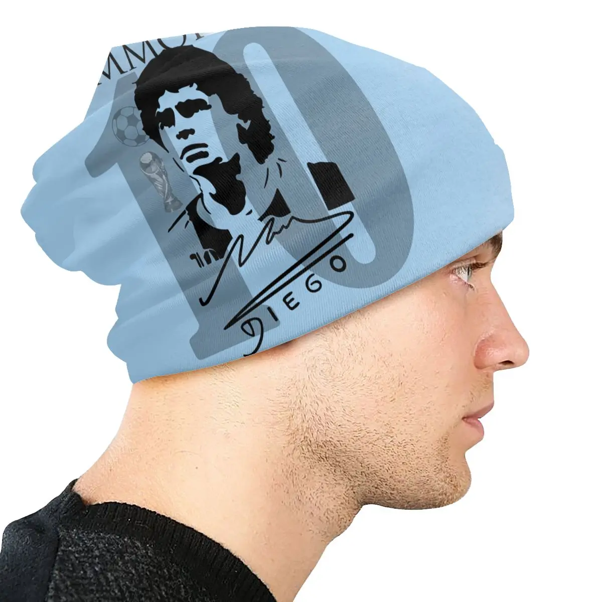 Custom Unisex Bonnet Knitted Hat Argentina Soccer Legend Soccer D10s Diego Maradona Street Skullies Beanies Beanie Hats Ski Cap