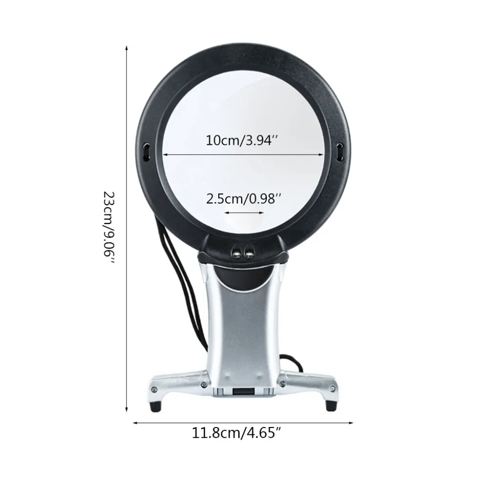 10cm Hand Free LED Loupe Lighted Jewelry Reading Magnifier Neck Wear Magnifying Glass for Seniors Sewing Cross Stitch Embroidery