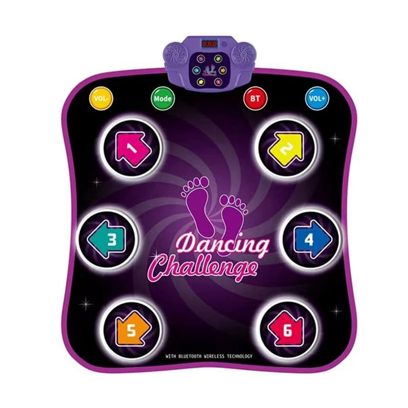 

LED Light Up 6-Key Wireless Bluetooth Dance Mat Toy With Built-In Music Purple 1 Pcs