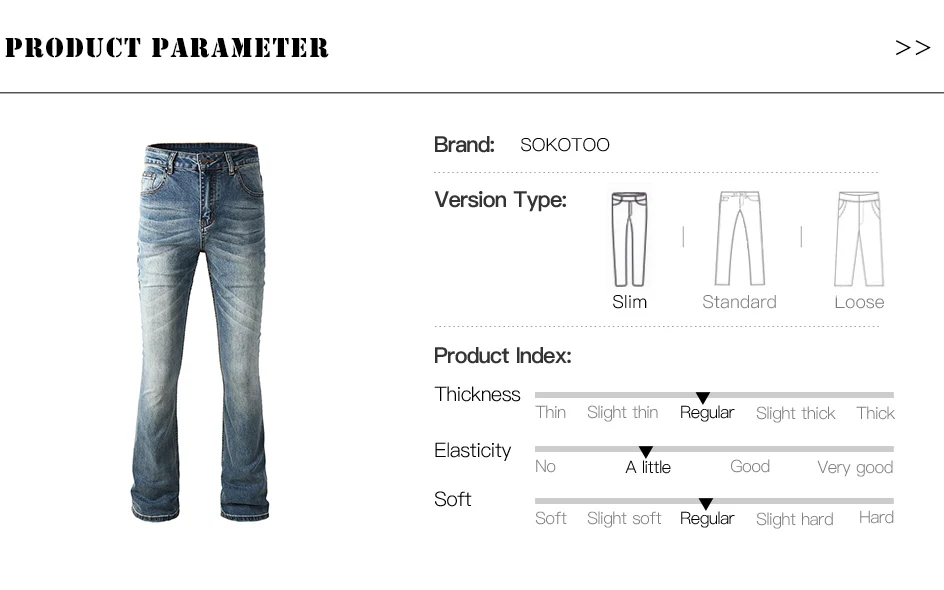 Herren Slim Boot Cut Jeans Hochwertige Einfarbige Blaue Baumwoll-Denim-Hose Lässige Klassische Skinny Flared Hose – Detail 1
