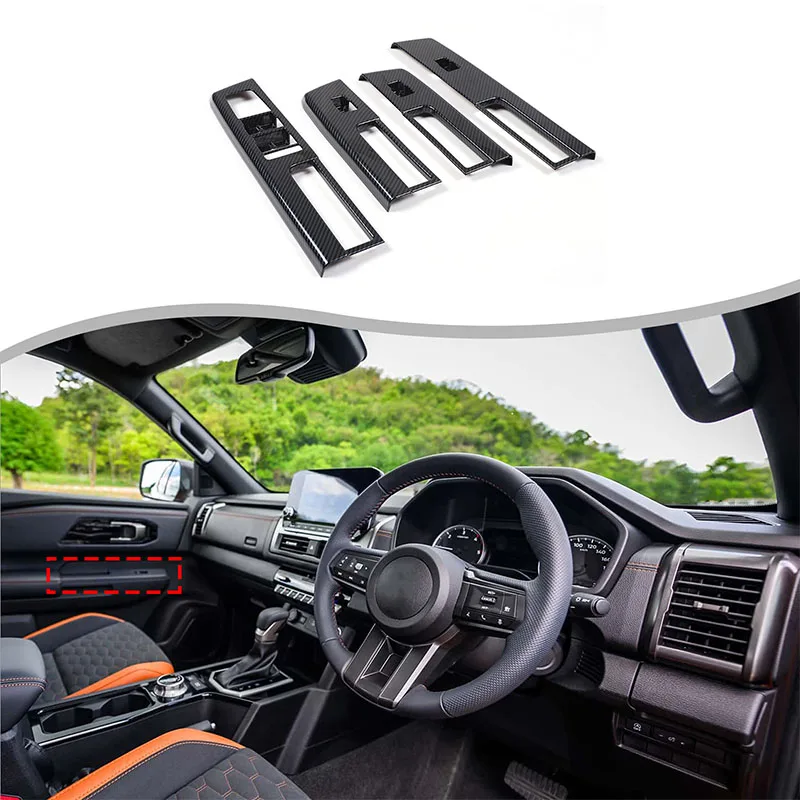 For Mitsubishi L200 2024+ ABS carbon fiber pattern Car glass lifting decorative frame cover sticker interior accessories 4 Pcs