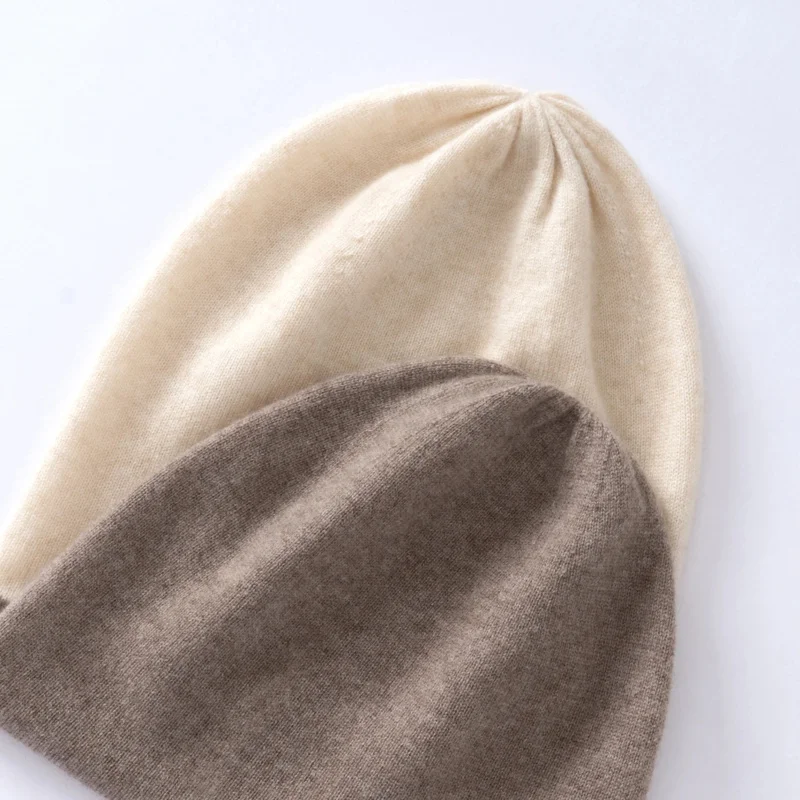 

High Quality Pure Cashmere Hat for Men and Women Winter Double Layer Thicken Knitted Skullies Beanies Caps Female Outdoor Hats