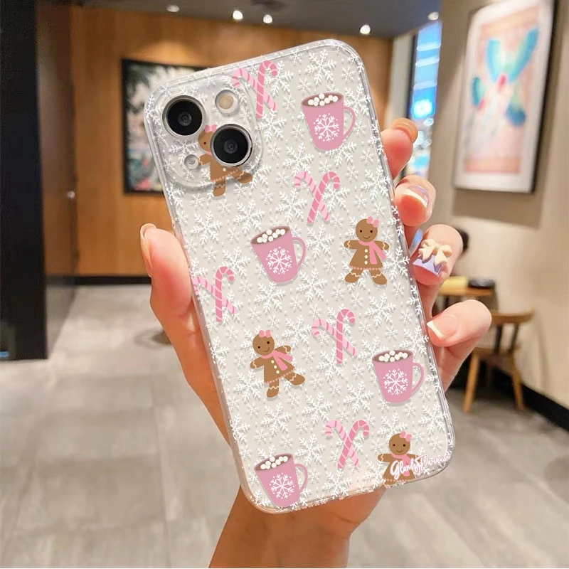 

Phone Case For Xiaomi Poco X7 X6 X5 F5 F6 F7 Pro 5G M6 X3 F3 With Christmas Elements Gingerbread Man Print Shockproof Soft Cover