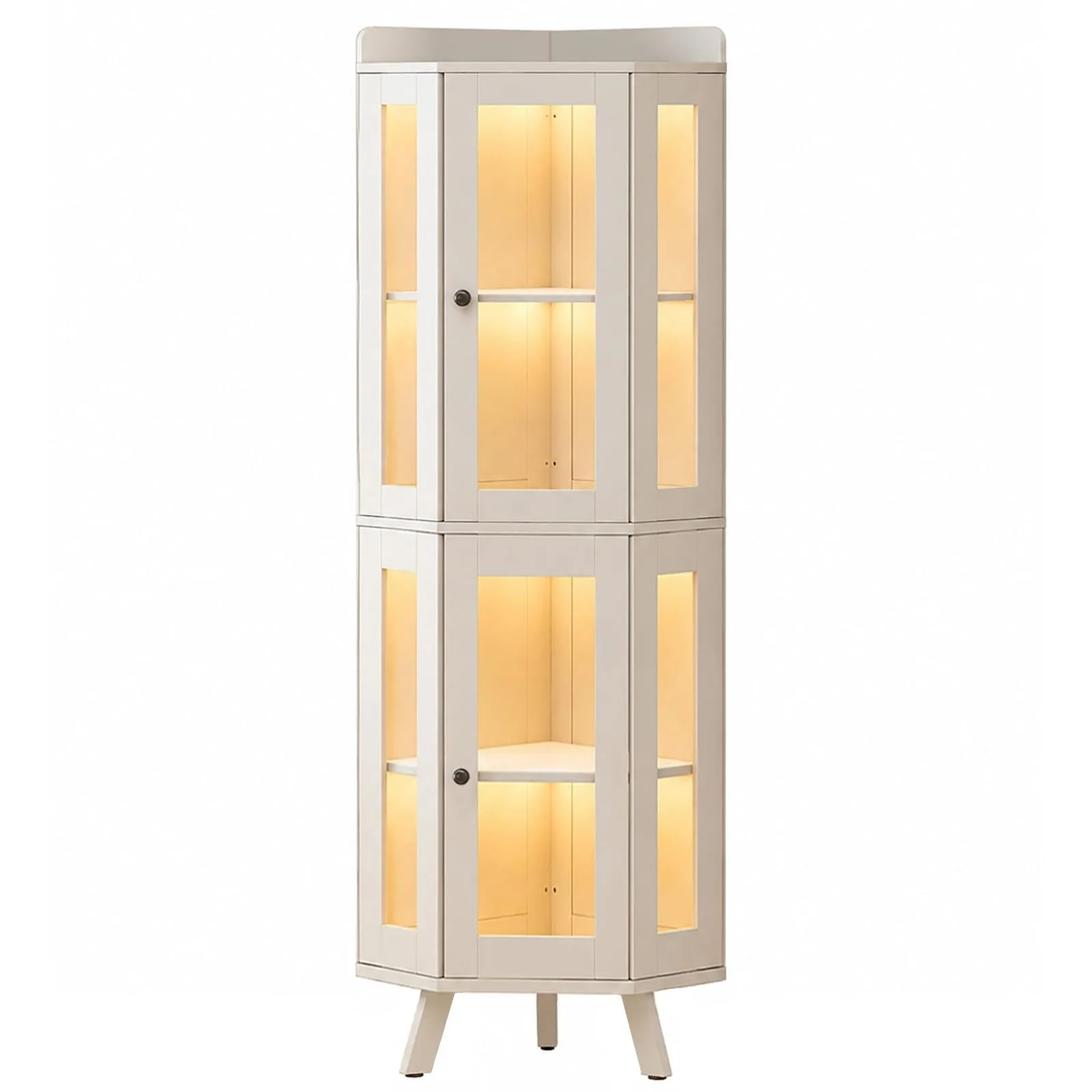 Corner Curio Cabinet with Glass Doors, 4-Tier Display for Collectibles