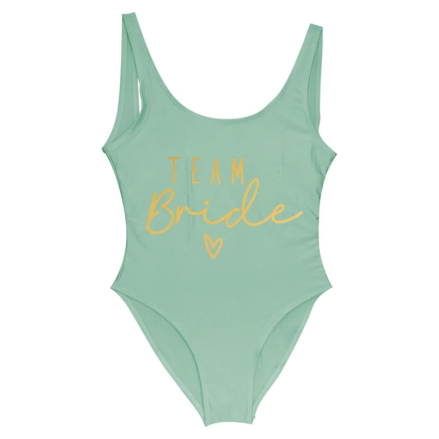 S-3XL Rose Gold Print Team Bride One-Piece Swimsuit Squad Women Swimwear Bachelorette Party Swimsuit Beatchwear Bathing Suit