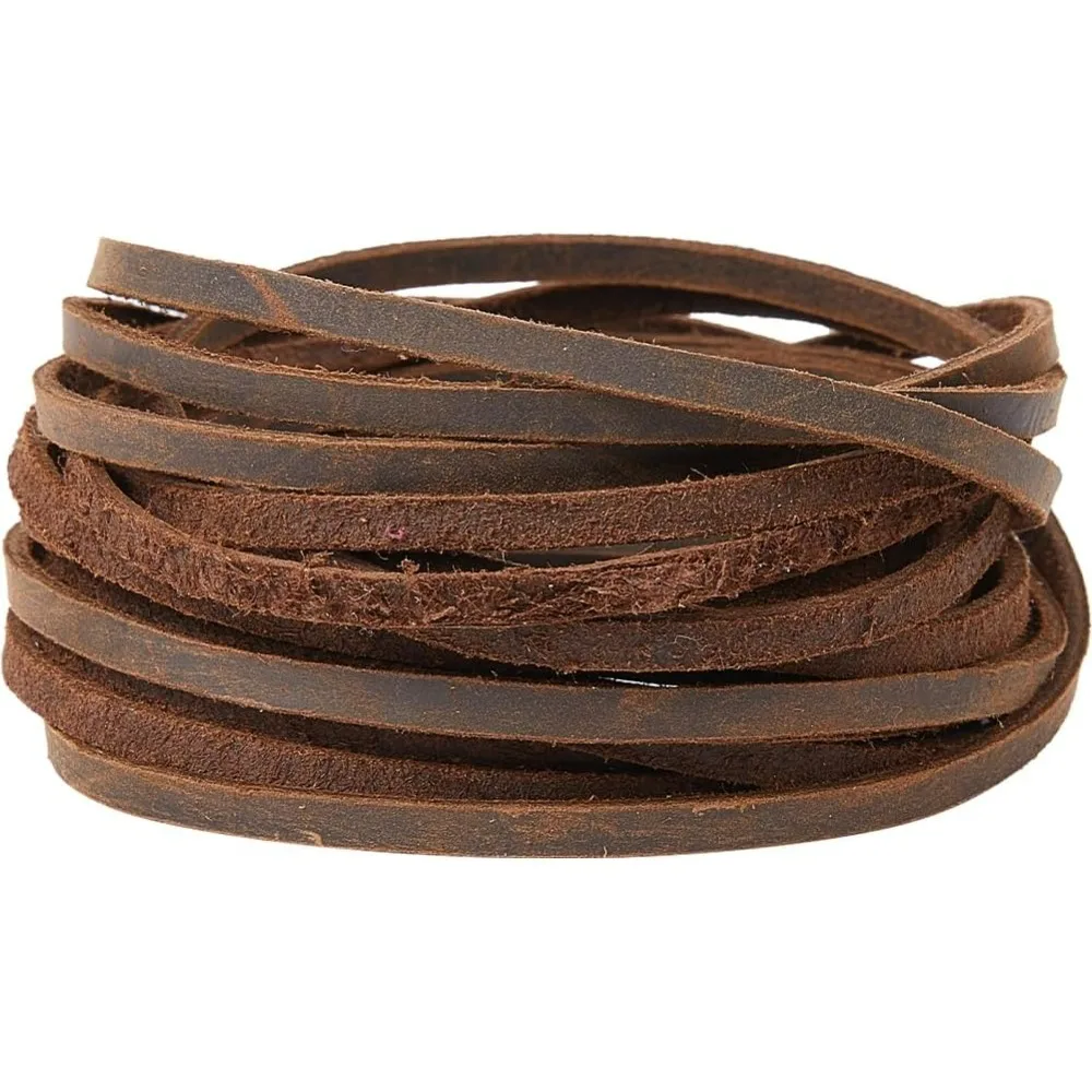 5 M * 4 มม.* 2 มม.Cowhide Strings หนังแบนเชือกหนังแท้ Braiding สําหรับสร้อยข้อมือสร้อยข้อเท้าสร้อยคอเครื่องประดับทํา