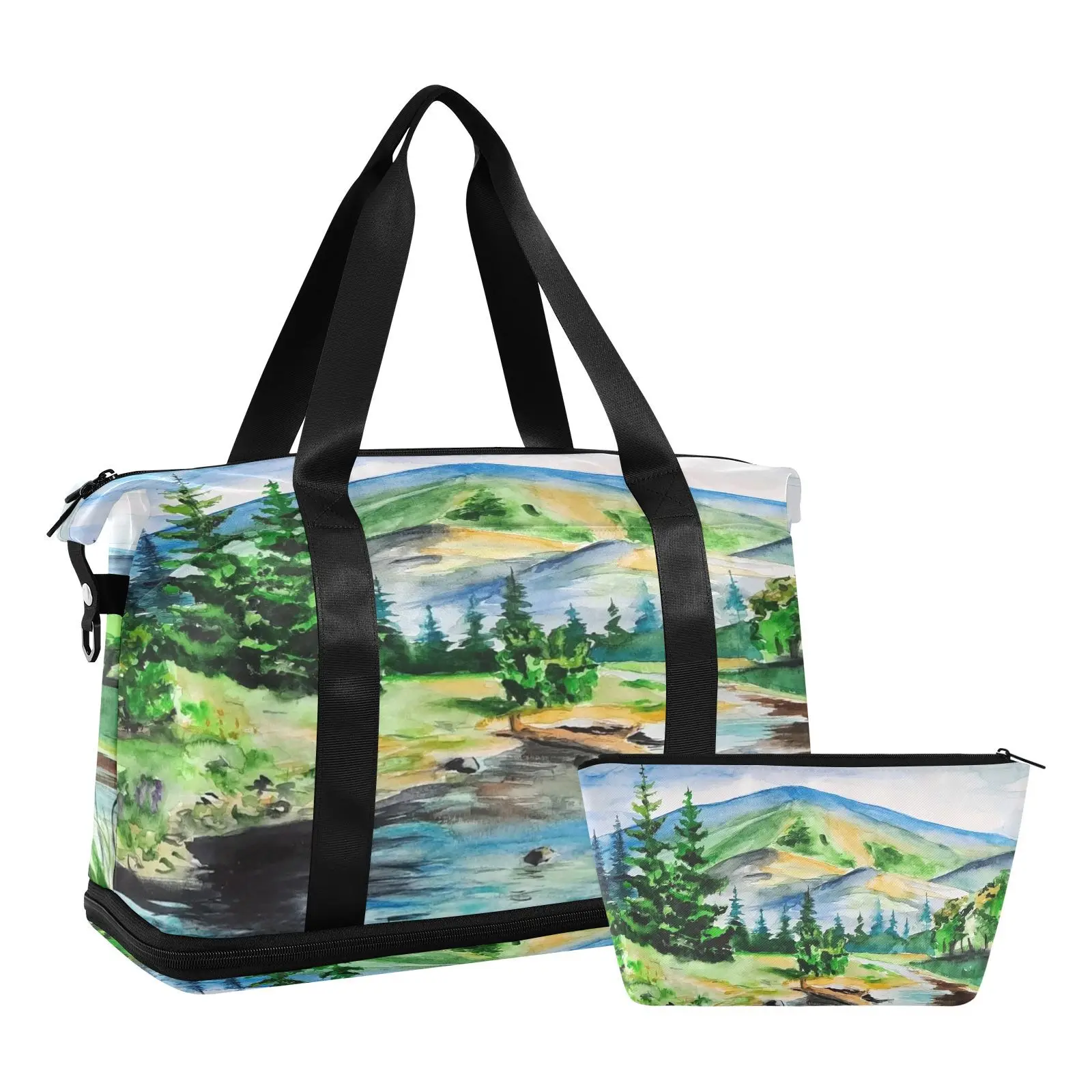 

Foldable Travel sports Bag Large Capacity Personal Items Storage Bags Carry On Luggage Bag Women Shopping Bags Two Piece Set