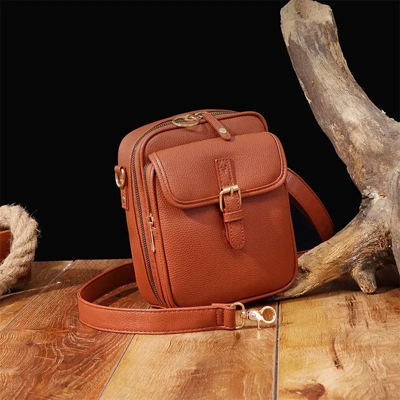 Vintage Schultertasche mit 10 RFID-Fächern, Doppelschichtig, Große Umhängetasche, Tragbare Tägliche Pendler-Tasche, Diebstahlsichere Handtasche für Frauen – Detail 10