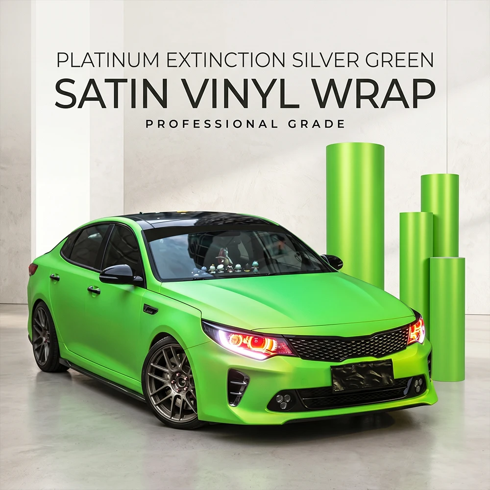 Car Vinyl Wrap Film Extinction Silver Green for Cars Motorcycles Auto Full Body Decal Bubble Free DIY Sticker Tuning Accessories