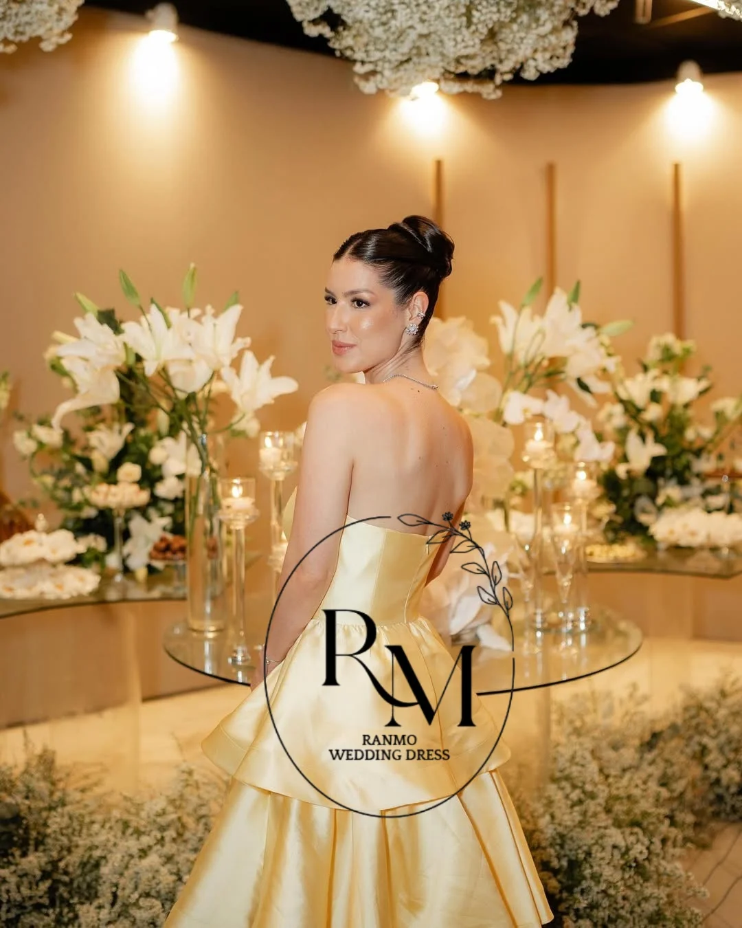 Ranmo 2026 Luxury Layered Evening Dress Strapless Lemon Satin Speical Occasion Prom Gown A-Line Wedding Party Dresses Customized
