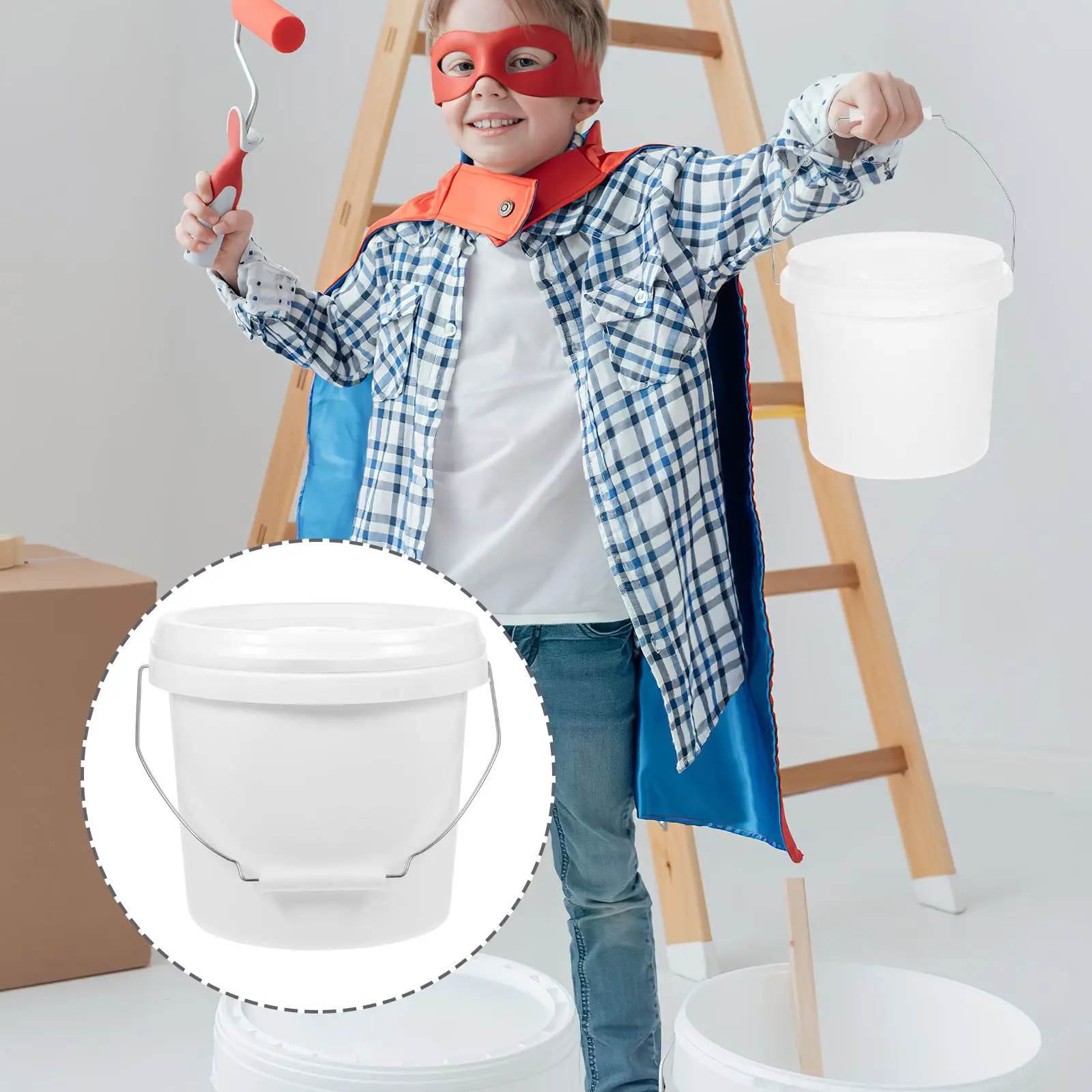 Multi-functional Bucket Painting Bucket Paint Container serviceable White Art Painting Bucket with Lid for Painter 1 Gallon