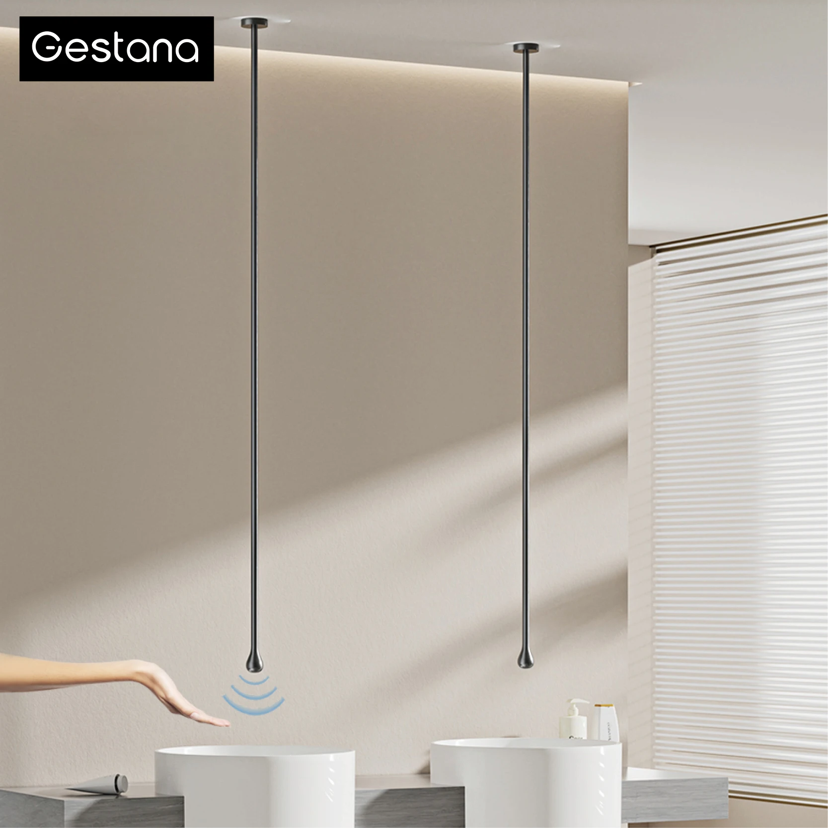 

Luxury Gun Grey Brass Thermostatic Induction Switch Bathroom Basin Faucet Ceiling Embedded Hot&Cold Water Customized Bathtub Tap